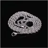 Chains 5-7Mm Stainless Steel Twisted Rope Gold Chain Necklaces For Men Women Hip Hop Titanium Thick Choker Fashion Party Jewelry Gif Dhf8N