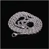 Ketten 5-7mm Edelstahl Twisted Rope Goldkette Halsketten für Männer Frauen Hip Hop Titan Dickes Halsband Mode Party Schmuck GIF DHF8N