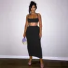 Casual Dresses Sexy Rib Knit Two Piece Set Dress Women 2023 Summer Vest Crop Top And Maxi Skirt Suit Club Party Long