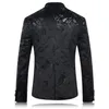 Whole- Schwarzer Blazer für Herren, Paisley-Blumenmuster, Hochzeitsanzug, Jacke, schmale Passform, stilvolle Kostüme, Bühnenkleidung für Sänger, Herren-Blazer335Q