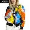 Chaquetas de mujer, chaqueta con estampado de arte abstracto, prendas de vestir exteriores Bombers Bomber Y 2k Top Korean Dongdaemun 2023, ropa compatible con personalización