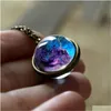 Pendant Necklaces Neba Galaxy For Wome Men Double Sided Rotatable Galss Universe Planet Art Picture Chains Fashion Jewelry Drop Deli Dhyqt