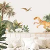 Pots dessin animé Triceratops dinosaure parc aquarelle autocollant mural pour chambre d'enfants décoration de chambre de garçon salle de jeux pour enfants décor à la maison