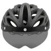 サイクリングヘルメット一体成型マウンテンバイクヘルメット、取り外し可能なゴーグルバイザー付き調節可能男性女性自転車サイクリングテールライトヘルメット 230704