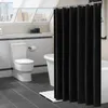 Ställ moderna svarta duschgardiner vattentätt tyg fast färg badgardiner för badrum badkar stort brett badtäcke 12 krokar