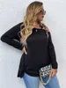 Women's Plus Size TShirt Large 4XL Women Autumn Winter Leopard One Shoulder Long Sleeve Tops Black Blouse Casual Oversized Ladies T Shirts 230705