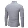 Kostymer för män H161 T-shirt med turtleneck Enfärgade toppar Slim Basic Stretch T-shirts för män