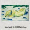 Abstract Landscape Canvas Art Dog Lying in The Snow Franz Marc Oil Painting Handmade Impressionistic Artwork