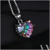 Подвесные ожерелья роскошные 925 стерлингов стерлингов в форме сердца в форме сердца, кубическая циркониея CZ Gemstone Charm Box Chains для женщин мод