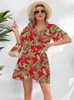 Robes Décontractées Élégant Bureau De Banlieue Dames Robe De Mode D'été À Manches Courtes V Cou Ceinture Robes Pour Femmes Casual Boho Plage Robe D'été J230705