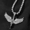 Hip Hop Rap Retro Angel Wings Pendant Necklace 18K Real Gold Plated Jewelry Gift