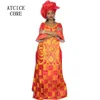 Vestidos de roupas étnicas africanas para mulheres design de moda novo vestido longo bordado bazin africano com cachecol duas peças um conjunto A023 # 2207