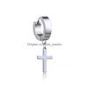 Dangle Chandelier Titanium Steel Cross Star Drop Fake Phaking Pient Bunk Men Men Hypoalergenic Clip Non-Pierced