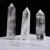Tour de cristal blanc brut Arts Ornement Baguettes de guérison minérales Reiki Capacité de pierre d'énergie naturelle à six faces