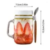 Storage Bottles 2 Pieces Oatmeal Bowl With Handle And Spoon Glass Jars Reusable Leak-Proof Cups For Travelling