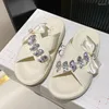 Pantoufles mode Slingback tongs femmes cristal plate-forme appartements nœud sandales chaussures été décontracté robe de plage diapositives 2023