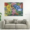 Landscape Art Canvas Reproduction The Dream Franz Marc Painting Handcrafted Modern Decor