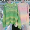 Женские свитера Neploe o Nece Beasuging Shiny Sweater Y2K с длинным рукавом градиент тяга