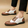 Herren Brogue Schuhe Schnürschuhe mit runder Spitze Business Braun Schwarz Weiß Handgemacht Größe 38-48 Kostenloser Versand