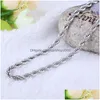 Łańcuchy M 925 Sterling Sier Twisted Rope Chain 16-30 cali luksusowy naszyjnik dla kobiet mężczyzn moda Diy biżuteria hurtowych Drop Delivery Dhwsc