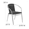 Camp Furniture Flash Commercial Aluminum And Black Rattan Indoor-Outdoor Restaurant Stack Chair Patio Garden