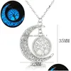 Pendant Necklaces Fashion Glowing In The Dark Moon For Women Hollow Tree Of Life Heart Mom Letter Luminous Chains Designer Jewelry D Dhlnj