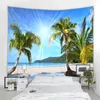 Arazzi 3D mare albero di cocco paesaggio arazzo decorativo Tende coperta Art Déco appese nel soggiorno della camera da letto