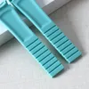 Vattentät gummi klockarmband Rostfritt stål Vikbart spänne klockbandsrem för Oysterflex SUB Armband Watch Man 20 mm TBlue Lightblue+TOOLs