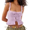 Women's Tanks Women Crochet Knit Tank Tops Sleeveless Sweater Vest Summer Camisole Crop Top Shirts 90S Streetwear