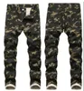 Kamouflagetryck för män Jeans Raka jeansbyxor Slimma män Stretch Camo jeansbyxor X0621