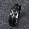 Bangle Bracciale da uomo Fashion Multilayer Oil Edge Leather Magnetic Buckle Woven Simple High-end Gift