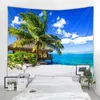 Arazzi 3D mare albero di cocco paesaggio arazzo decorativo Tende coperta Art Déco appese nel soggiorno della camera da letto