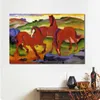 Buntes abstraktes Gemälde auf Leinwand, die roten Pferde, Franz Marc Kunst, einzigartiges handgefertigtes Kunstwerk, Heimdekoration
