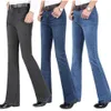 New Summer Thin Mens Flared Leg High Waist Long Flare For Men Bootcut Blue Jeans Hommes bell bottom 201223194H