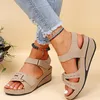 Wedges Summer Women's Fashion Sandals Hook Loop Non-slip Platform Sandalias Mujer Pu Leather Lightweight Rome Female 76552