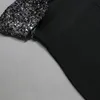 Siyah kadın bayan bandaj pullu elbise biçimsel iniform seksi kapalı omuz gövdesi elbiseler 00220
