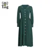 Lässige Kleider Tingfly Ankünfte Preppy England-Stil Dame Mädchen Kleid Einreiher Knopf A-Linie Midi Herbst Frühling Vestidos