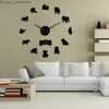 Relógios de parede Inglês Home Decor Silhuetas de Bulldog Britânico Arte DIY Grandes Relógios de Parede Big Time 2103108819305 Z230705