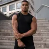 Linne för män Summer est Brand Herr Böjd nederkant Enfärgad Gym Stringers Väst Bodybuilding Kläder Fitness Man Tankar 230704