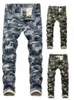 Kamouflagetryck för män Jeans Raka jeansbyxor Slimma män Stretch Camo jeansbyxor X0621