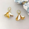 Dangle Earrings White Enamel Lily Floral Petal For Women Luxury Designer F French Style Famous Jewelry