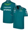 Koszulka polo Aston Martin Aramco Cognizant F1 2023 oficjalna koszulka polo zespołu Letnia męska na co dzień szybkoschnąca moda z krótkim rękawem Styl swobodny