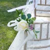 Decorative Flowers Wedding Aisle Chair Flower Decor Bride Groom Sign Rustic Boho Forest Pew Silk DIN889