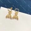 Bee Eardrop Designers Double Lettres Stud Géométrique Femmes Célèbres Diamant Boucle D'oreille Bijoux De Fête De Mariage