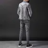 New Business Casual 2Pcs Men's Pant Sets Simple Design Long Sleeve Denim Jacket And Jeans Spring Autumn Slim-Fit Stretch Male Clothing