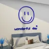 Holders Creative Smiling Face Acrylic Wall Stickers for Kids Room Wonderful Day Living Room Bedside Decoration Kindergarten Wall Sticker