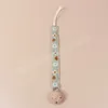 Baby Cotton Embroidery Pacifier Clip Chain Beech Wood Infant Dummy Holder Teething Toys Nipple Holder for Baby Feeding