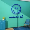 Holders Creative Smiling Face Acrylic Wall Stickers for Kids Room Wonderful Day Living Room Bedside Decoration Kindergarten Wall Sticker