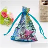 Sieraden Pouches Tassen 100 stks/partij Bronzing Organza Gift Dstring Bag Voor Trouwbedankjes Party Verpakking Pouch Decoratie In Bk Drop De Dhxl2