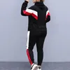 Women's Plus Size Pants Fashion Hoodie Contrast Color Brushed Long Sleeve Elastic Waist Label Loose Casual Sport Two Piece Set 230705